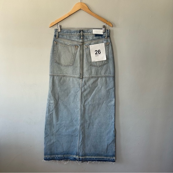 RE/DONE Women’s Mid Rise Split Denim Maxi Skirt Ripped Tide Boho Chic Sz 26 NWT - Picture 12 of 13